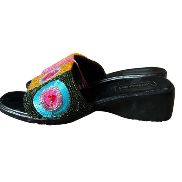 RARE Sequin Italian chunky colorful sandals Size 8.5 iUS / 39 EU GUC - Picture 3 of 16